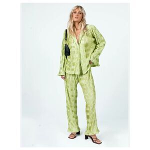 PRINCESS POLLY Lila Green Top & Bottom Satiny 2-Piece Matching Coord Set - Sz 2